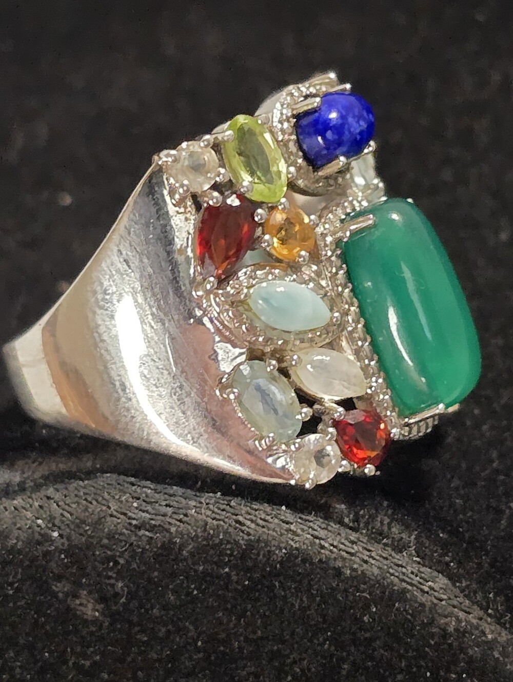 Ross-Simons Sterling Silver Natural multi-gemstone Confetti Ring Size 10 - Picture 8 of 12